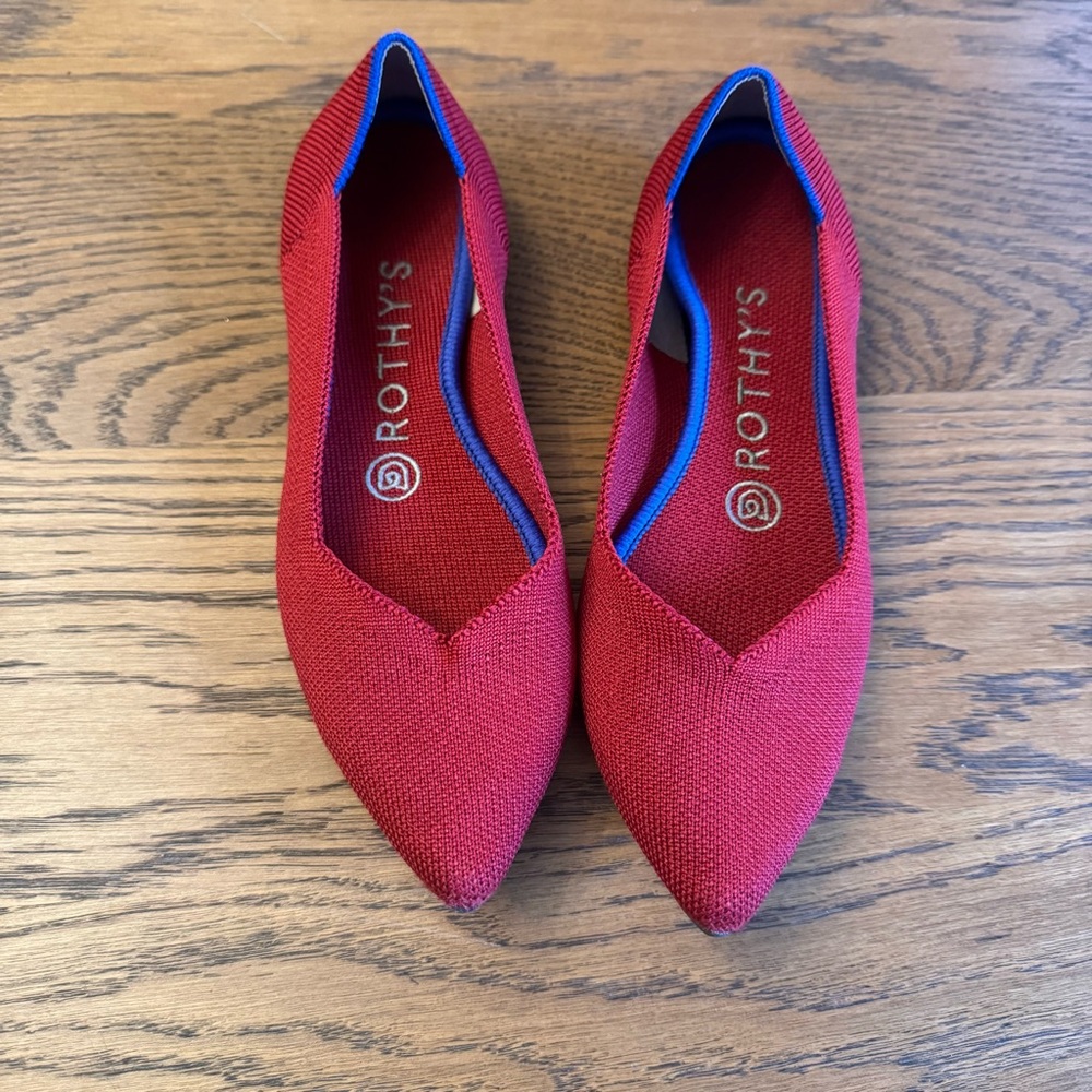 Rothy's the point Women's Red Flats pointed toe